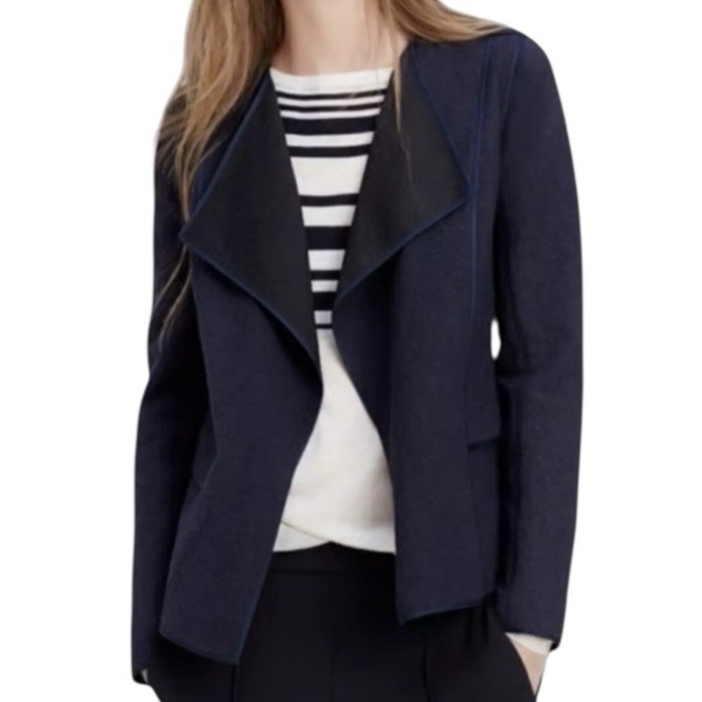 Vince Blazer Jacket Women's Medium Navy‎ Blue Open-Front Career Designer Pockets